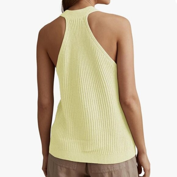 Butter Yellow Sleeveless Halter Button Down Sweater Vest Size Small NWOT - Picture 6 of 7